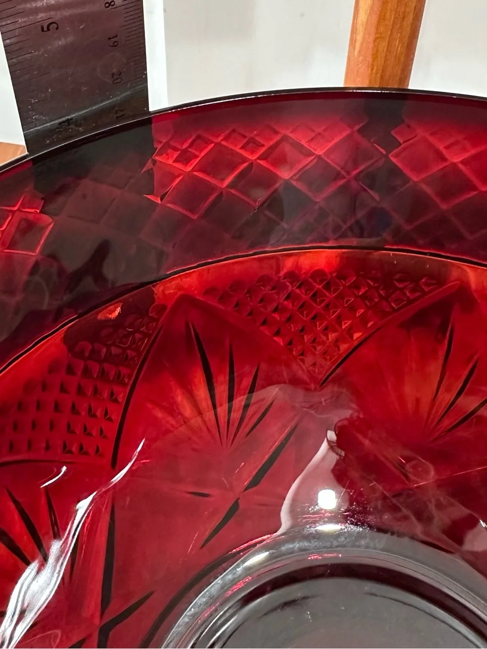 Cristal D'Arques-Durand Antique Ruby Salad Bowl Retro